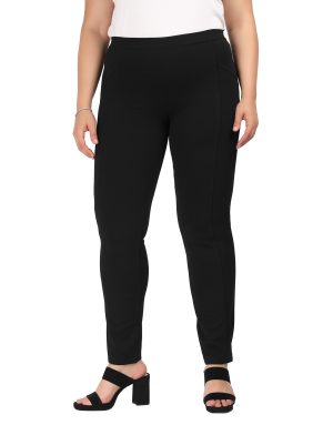 Παντελόνι ψηλόμεσο υφασμάτινο με ραφές plus size