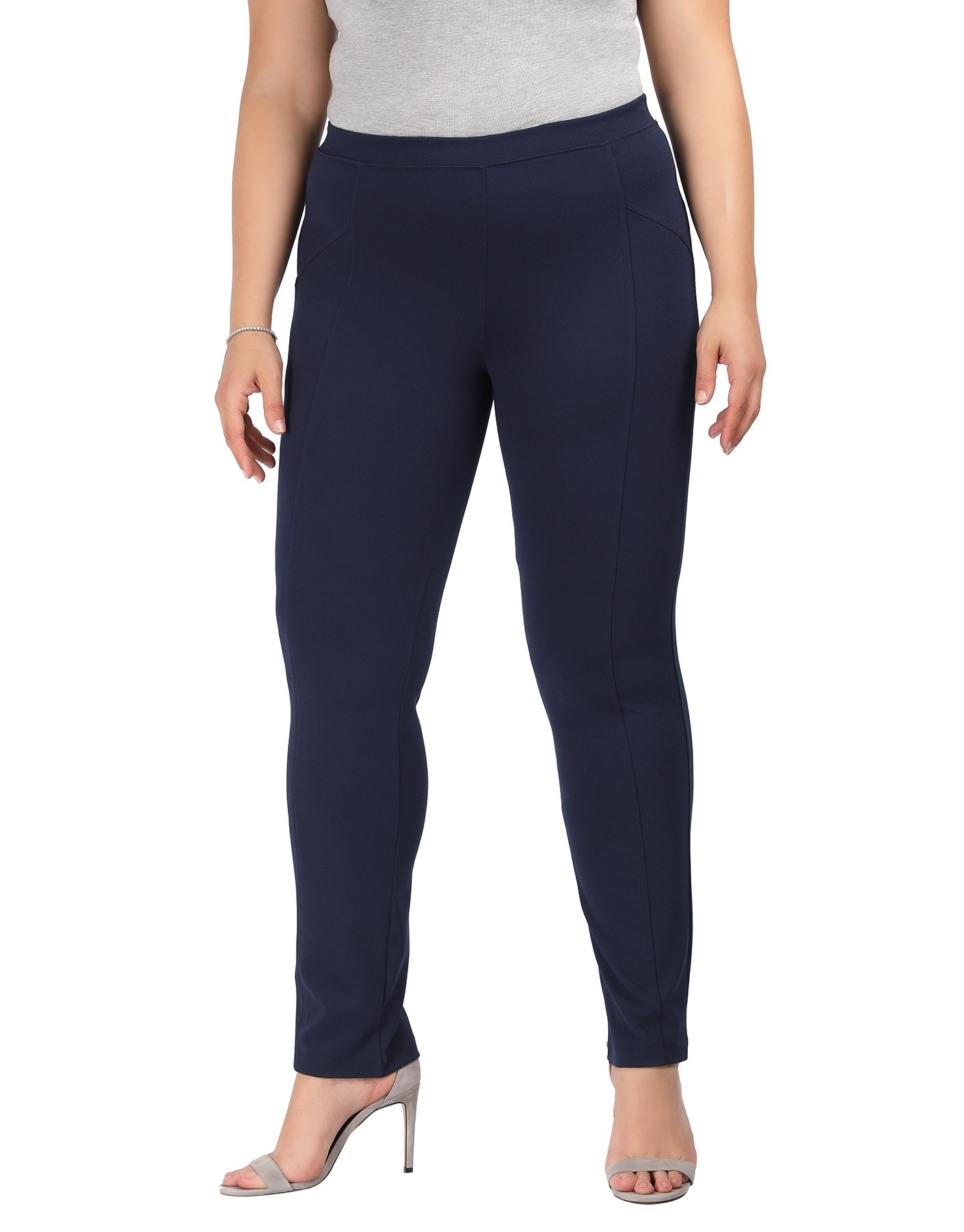 Παντελόνι ψηλόμεσο υφασμάτινο plus size