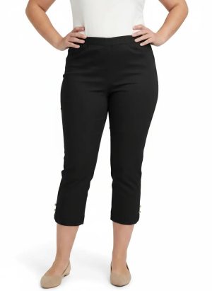 Παντελόνι κάπρι ψηλόμεσο με κουμπιά plus size