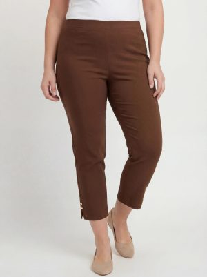 Παντελόνι κάπρι ψηλόμεσο με κουμπιά plus size