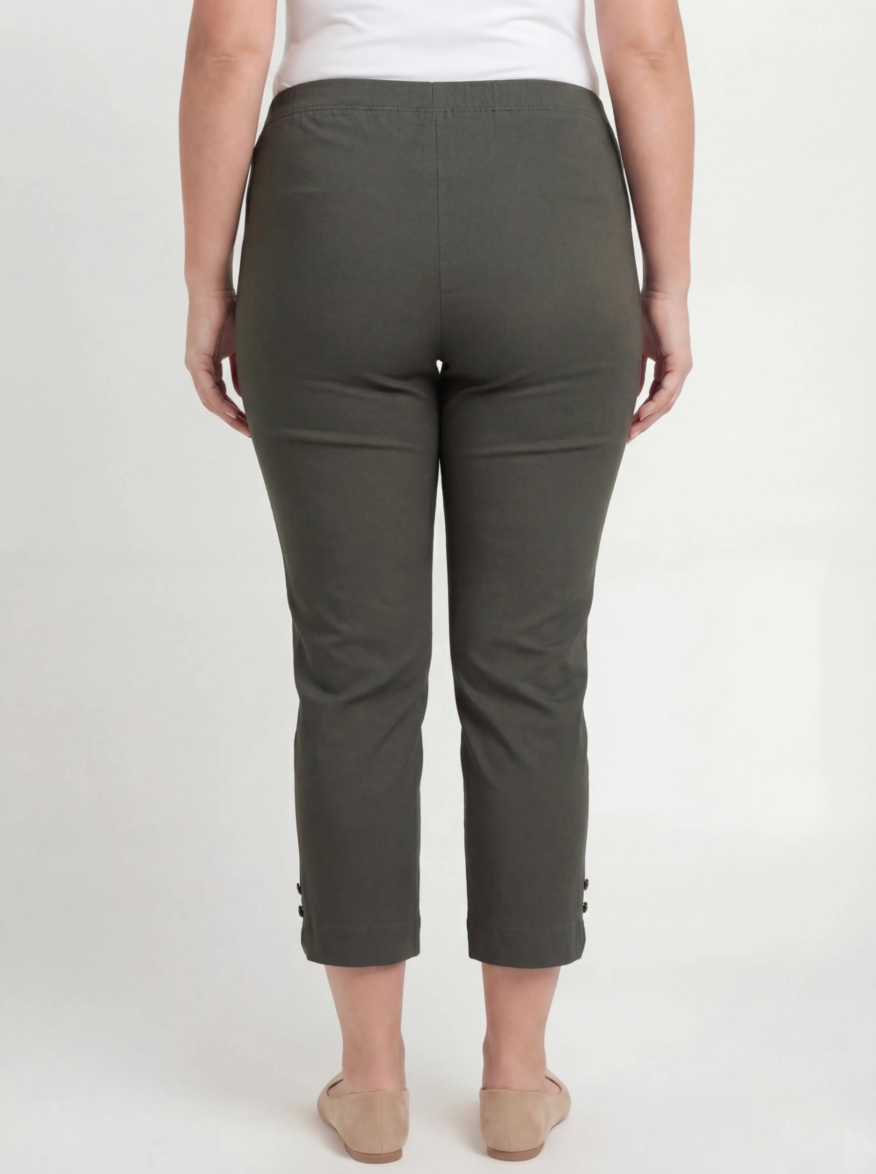 Παντελόνι κάπρι ψηλόμεσο με κουμπιά plus size - Image 4