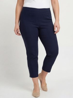 Παντελόνι κάπρι ψηλόμεσο με φερμουάρ plus size