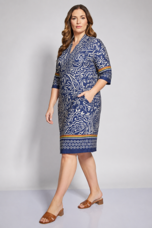 Alternative view of Midi φόρεμα με ethnic print plus size