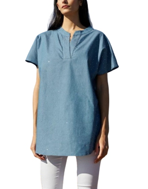 Μπλούζα μακριά με στρας