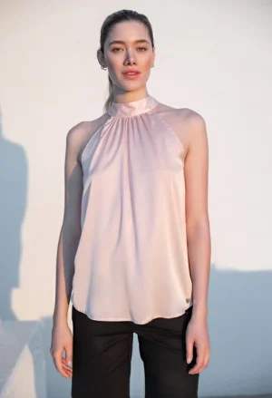 Σατινέ τοπ με λαιμόκοψη halter