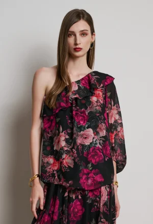 Τοπ ασύμμετρο με λουλούδια