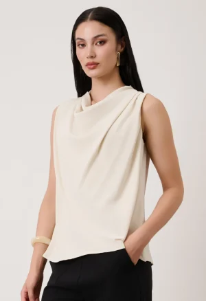 Alternative view of Αμάνικη μπλούζα με ντραπέ λαιμόκοψη