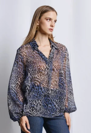 Alternative view of Animal print μπλούζα διαφανές