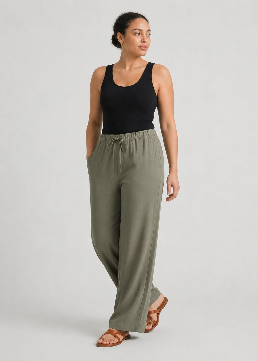 Φαρδιά παντελόνα με λάστιχο στη μέση plus size - Image 2