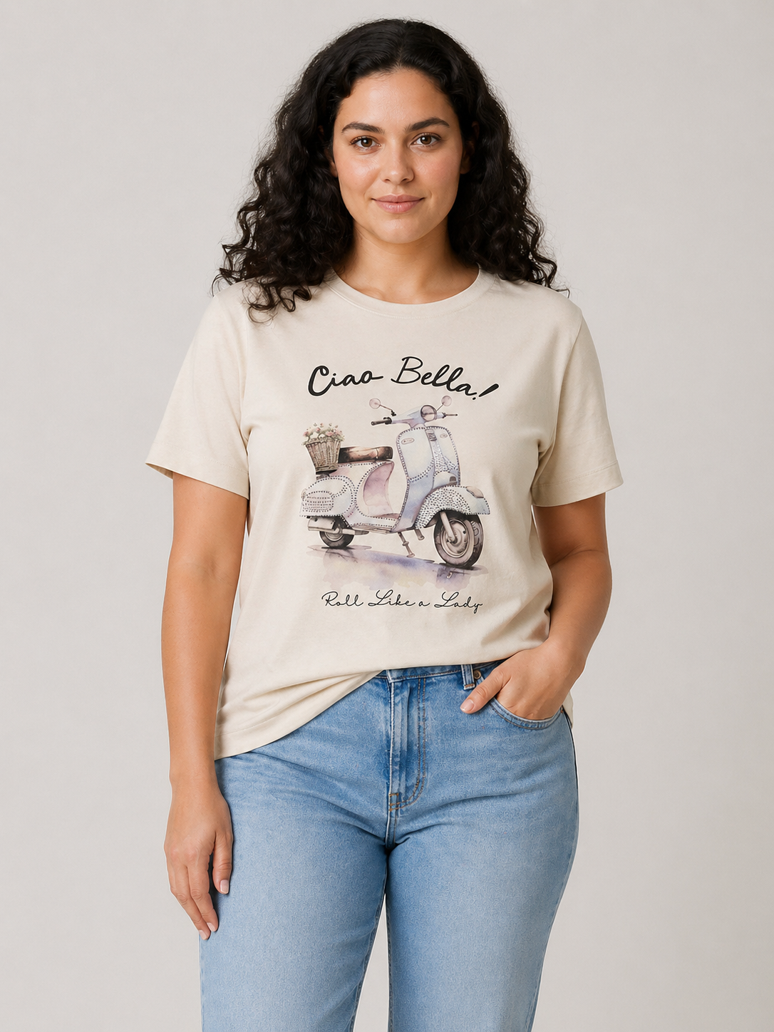 Μπλούζα κοντομάνικη με στάμπα plus size