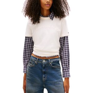 20251229132343 tommy hilfiger gynaikeio t shirt ekrou dw0dw22458 ybh