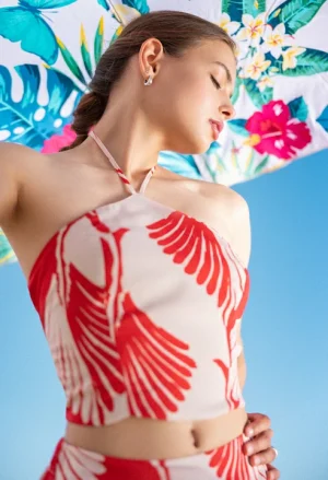 Alternative view of Μπουστάκι εμπριμέ με λαιμόκοψη halter