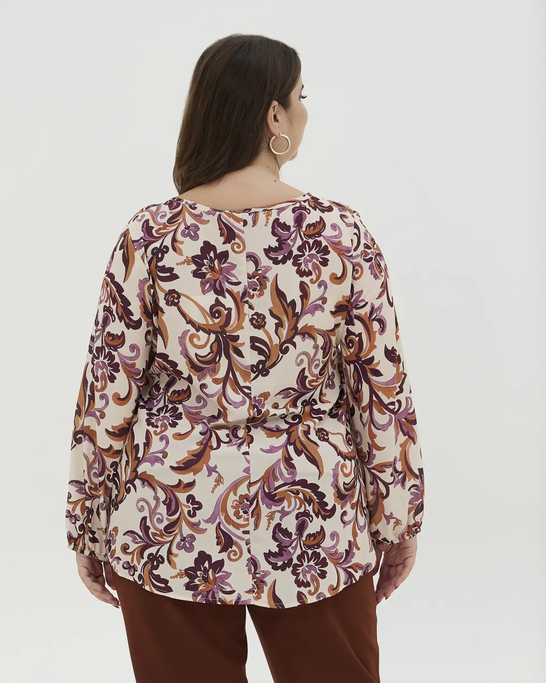 Μπλούζα με floral σχέδιο και μακριά μανίκια plus size - Image 2