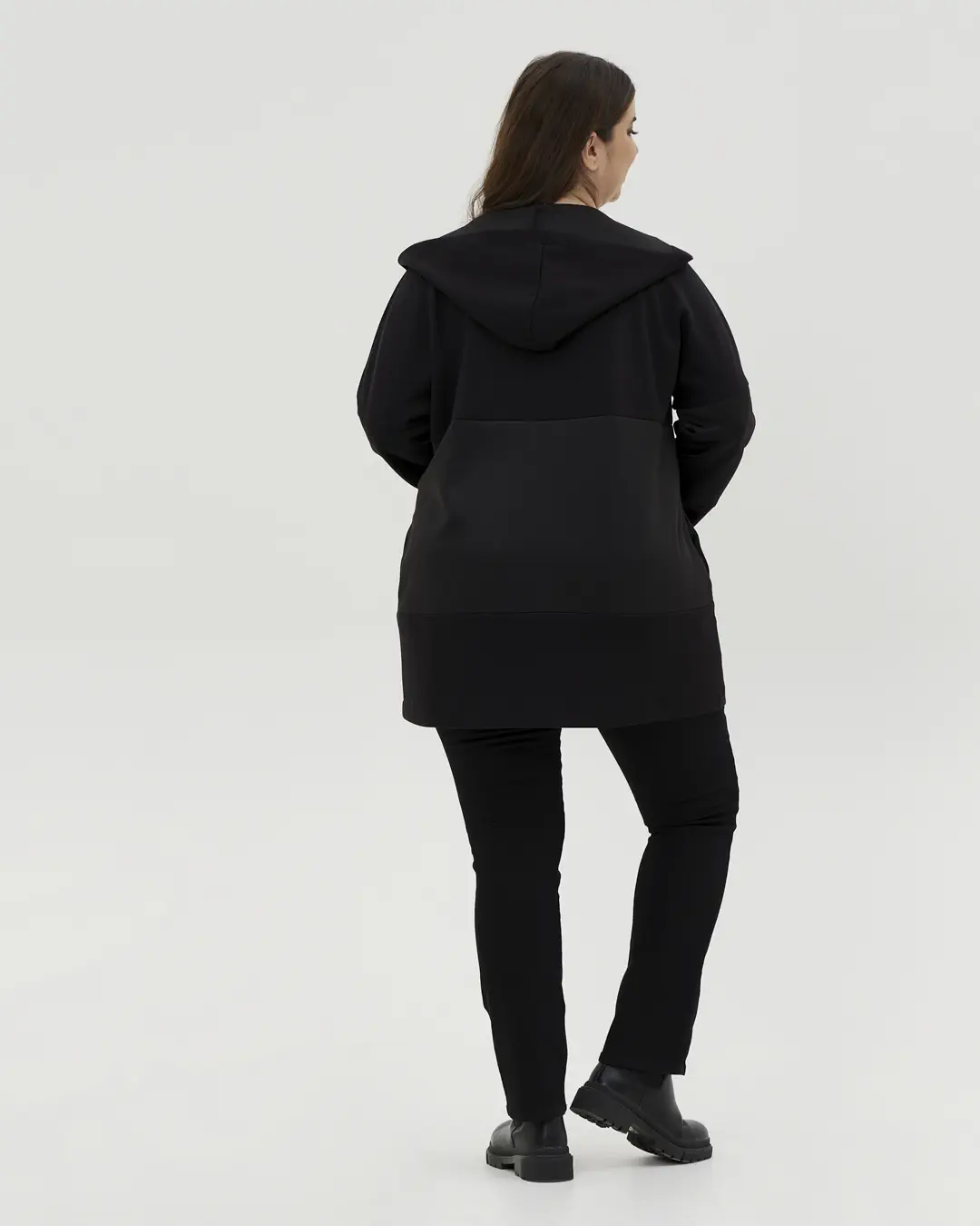 Ζακέτα με κουκούλα και φερμουάρ plus size - Image 6