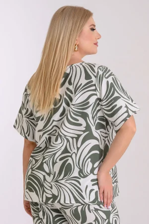 Alternative view of Εμπριμέ μπλούζα με tropical print σε loose γραμμή plus size
