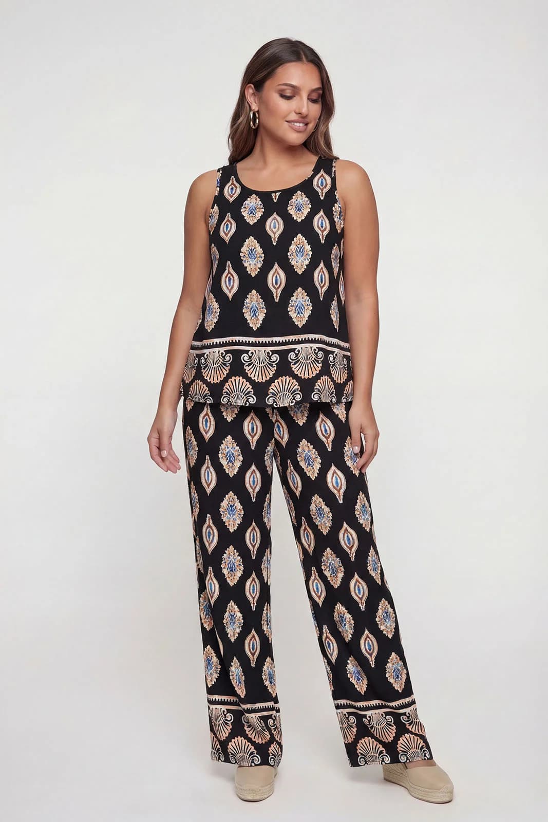 Printed παντελόνα με ethnic μοτίβα plus size - Image 2