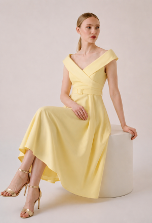 Alternative view of Midi off shoulder φόρεμα με ζώνη