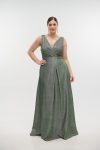 Φόρεμα maxi με glitter κρουαζέ plus size