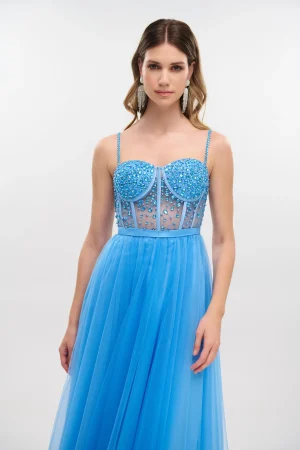 Alternative view of Τούλινο maxi φόρεμα με πέρλες