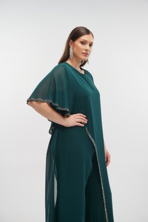 Alternative view of Ολόσωμη Φόρμα Ασύμμετρη με Στρας Σμαραγδί