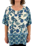 Μπλούζα με μπλε φλοράλ τύπωμα