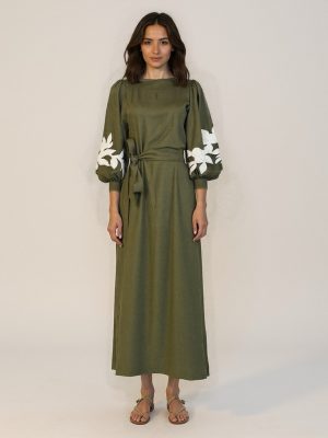 Φόρεμα μιντι με balloon μανίκια