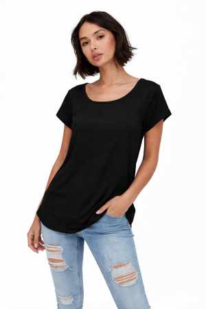 Alternative view of Μπλούζα κοντομάνικη με καμπυλωτό τελείωμα