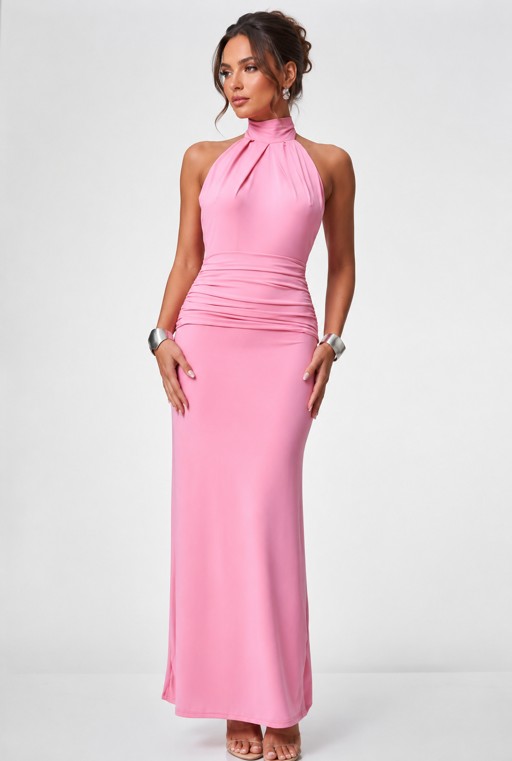 Maxi φόρεμα halter με ανοιχτή πλάτη