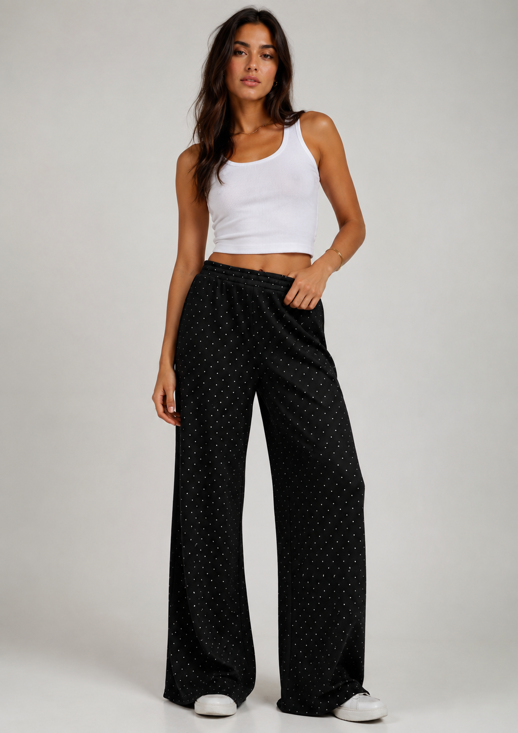 Wide leg παντελόνα φόρμας με strass