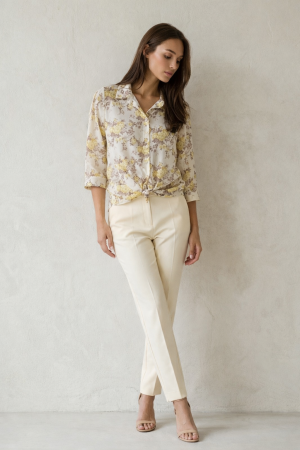 Alternative view of Πουκάμισο  φλοράλ με  λουλούδια και δέσιμο