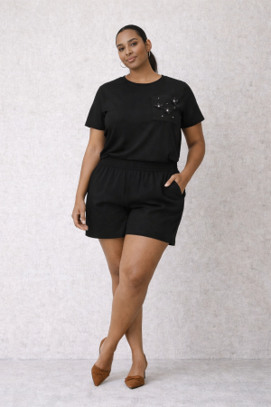 Alternative view of Tshirt γυναικείο με κοντό μανίκι και διακοσμητική τσέπη plus size