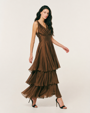 Alternative view of Φόρεμα maxi μεσάτο με βολάν