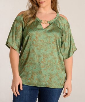 Alternative view of Μπλούζα κοντομάνικη σατέν