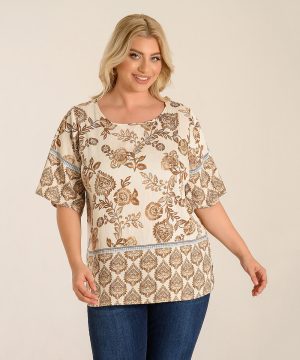 Μπλούζα κοντομάνικη εμπριμέ