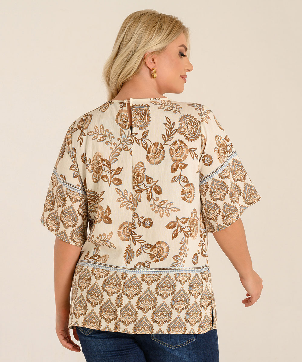 Μπλούζα κοντομάνικη εμπριμέ - Image 3