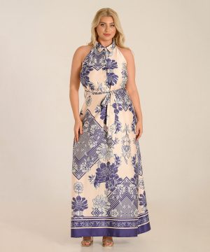 Φόρεμα έξωμο εμπριμέ μάξι