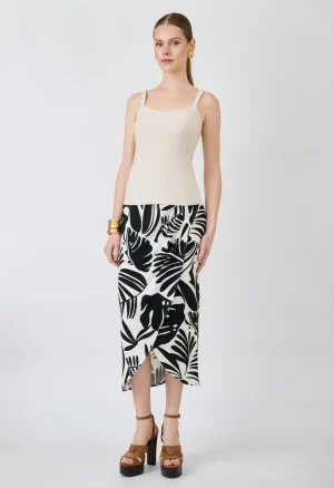 Midi φούστα με tropical print