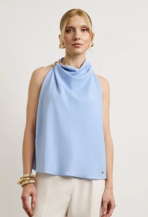 Μπλούζα halter με διακοσμητικό κρίκο