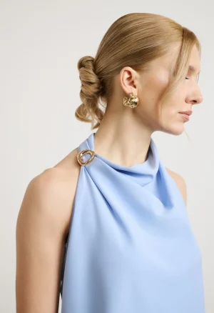 Alternative view of Μπλούζα halter με διακοσμητικό κρίκο