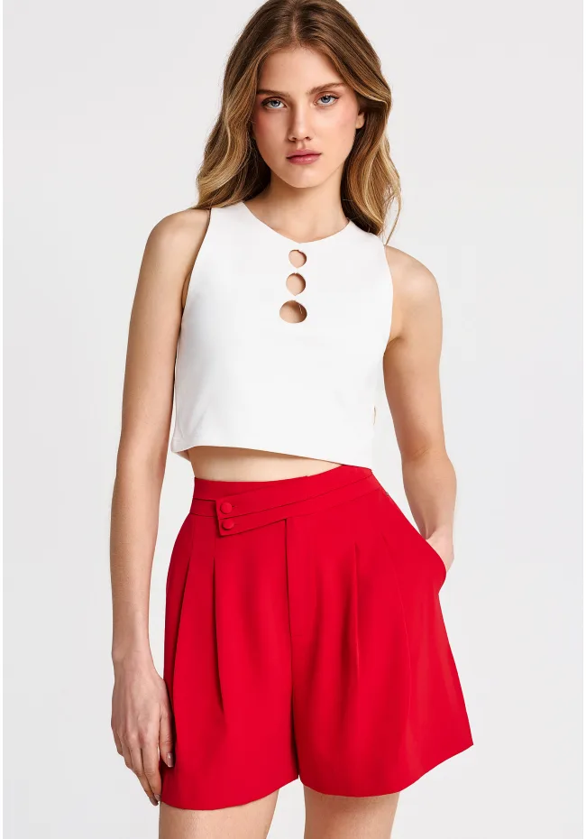 Μπλούζα αμάνικη σε crop γραμμή με cut-outs