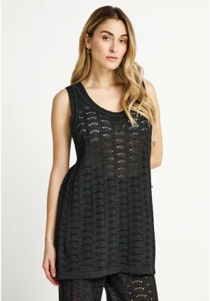 Αμάνικο τοπ με αραιή πλέξη