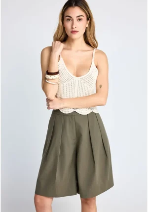 Top πλεκτό αμάνικο off-white