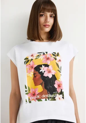 Alternative view of T-shirt με tropical print