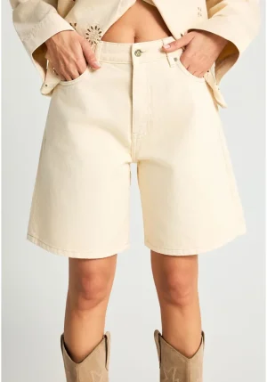 Denim βερμούδα wide leg