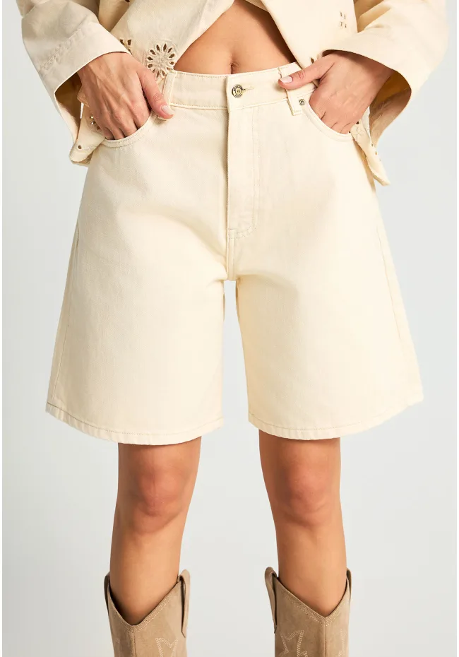 Denim βερμούδα wide leg