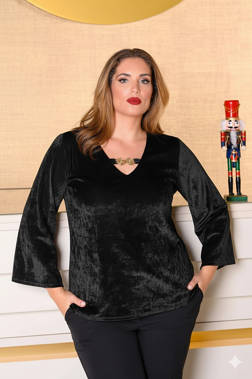 Μπλούζα βελούδινη Plus size