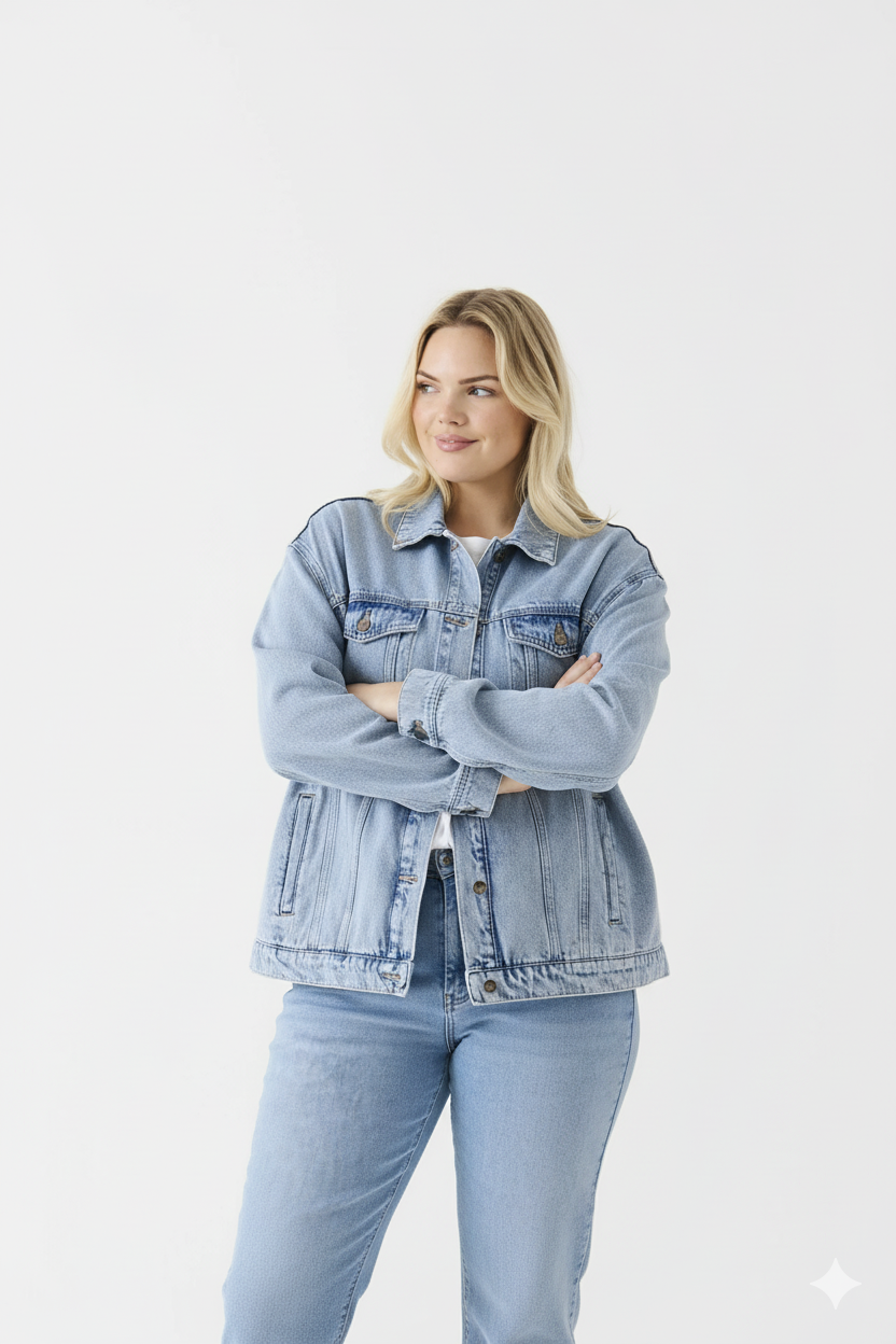 Τζιν μπουφάν oversized Plus size - Image 4