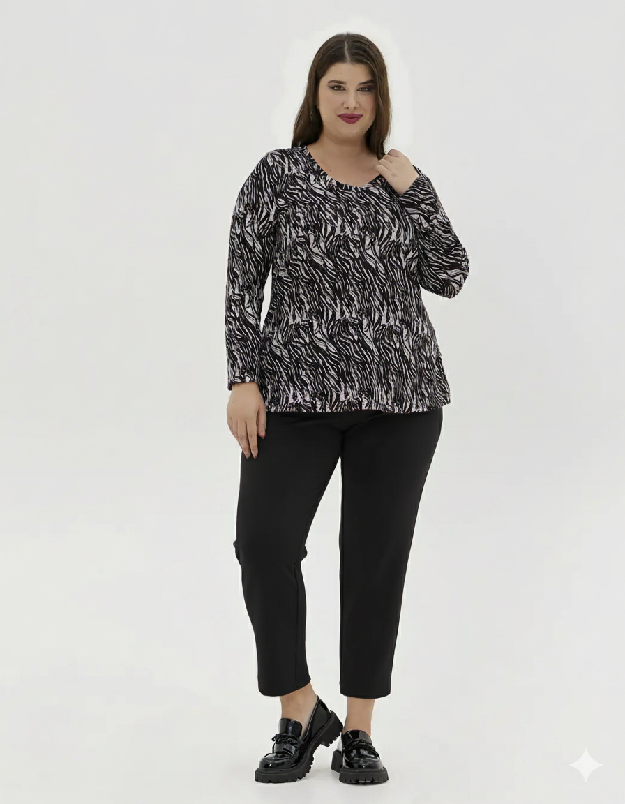 Παντελόνι cropped plus size - Μαύρο