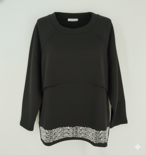 Μπλούζα φούτερ με διακοσμητικές πέτρες στο τελείωμα