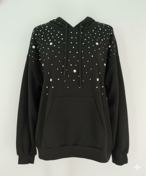 Φούτερ με κουκούλα και διακοσμητικά στρας